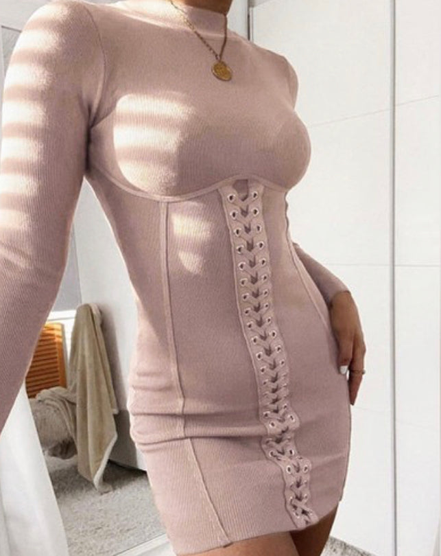 Blush corset sweater dress