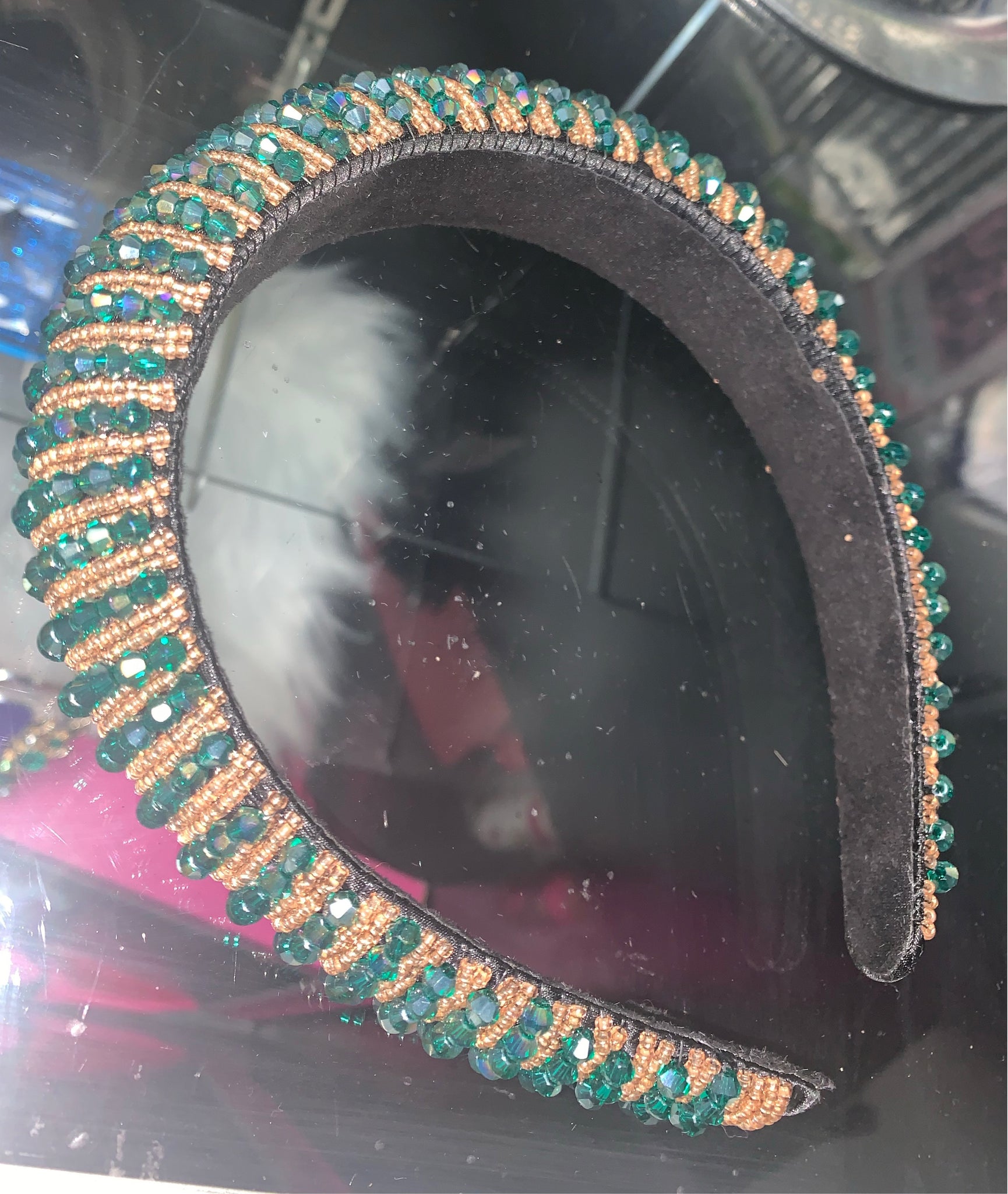 Emerald and Gold Bling head band