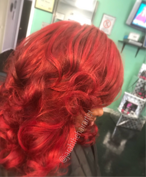 red hair, mermaid colors, color and curls, bundles, colored bundles,tallahassee bundles, hair colorist, full color